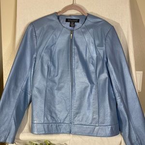Dialogue Blue Genuine Leather Jacket
